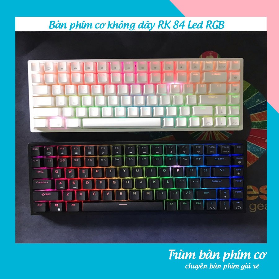 Bàn phím cơ chơi game RK 84 Led RGB ,Bàn phím cơ không dây Xinmeng RF84, dùng cho pc laptop và điện thoại