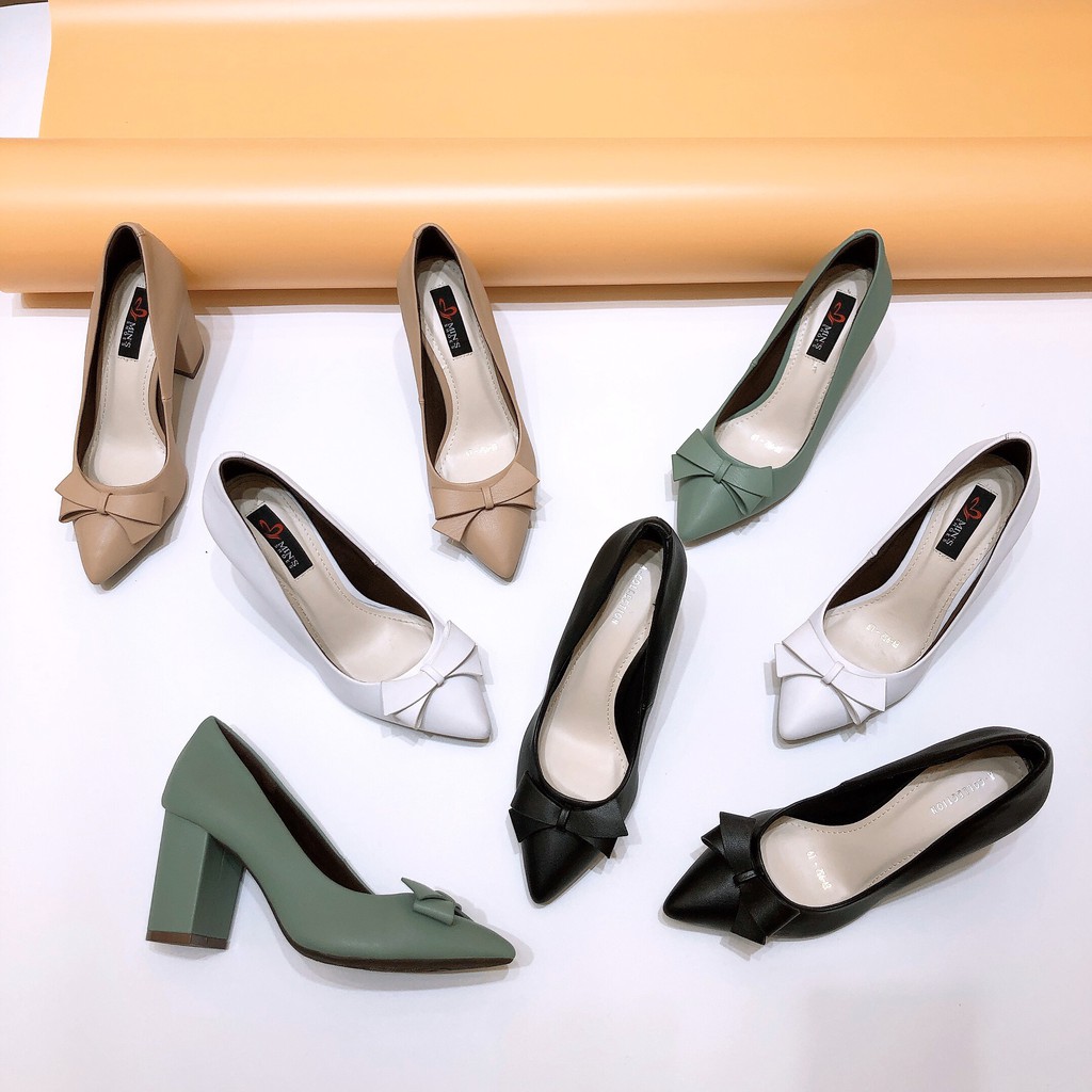 Min's Shoes - Giày Da Cao Gót VN82 Đen