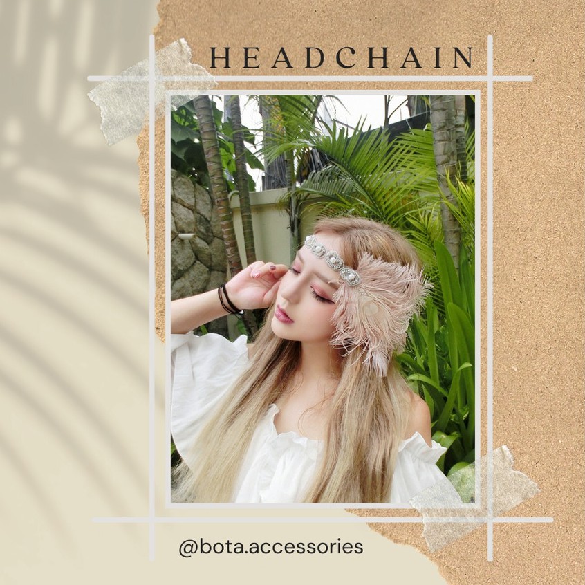 Vòng đội đầu lông vũ phong cách cổ điển cho cô dâu (Headchain) [CÓ SẴN - HÀNG CHẤT LƯỢNG]