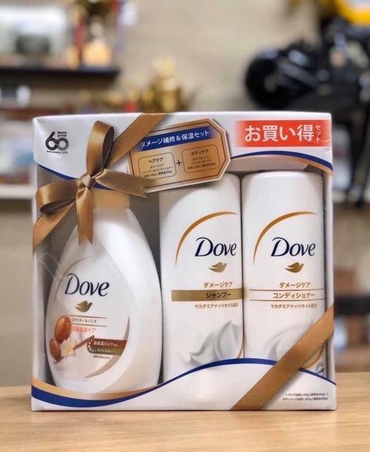 Bộ dầu gội, dầu xả, sữa tắm Dove Nhật Bản