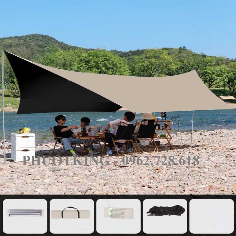 Tăng Dã Ngoại 6m x 4,2m ( 10-15 người) Chống Nước, Chống Nắng - Bạt che lều dã ngoại