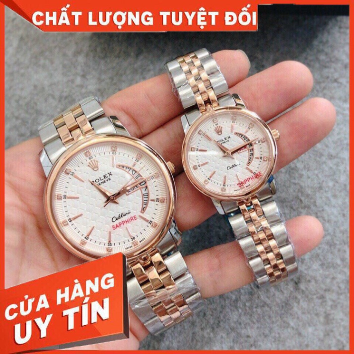 Đồng Hồ Đôi RoLex Sapphire R032 Mặt trăng khuyết Máy Pin Nhật Chống xước Tuyệt Đối