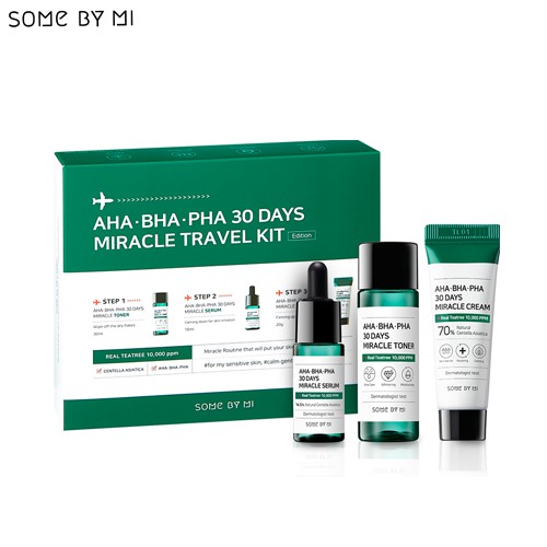 [Mã FMCGMALL -8% đơn 250K] Bộ Kit 3 Sản Phẩm Dưỡng Da Giảm Mụn Some By Mi AHA-BHA-PHA 30 Days Miracle Travel Kit