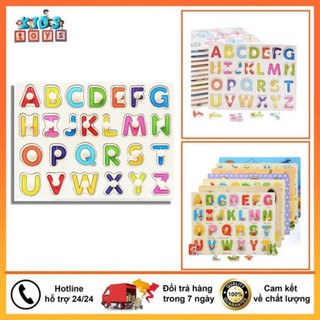 Đồ chơi xếp hình bảng chữ cái cho bé có núm gỗ thông minh cho bé học tập . .