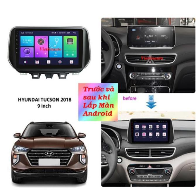 Mặt dưỡng Tucson 2019 - 2021, 10 inch Kèm canbus và rắc nguồn Zin