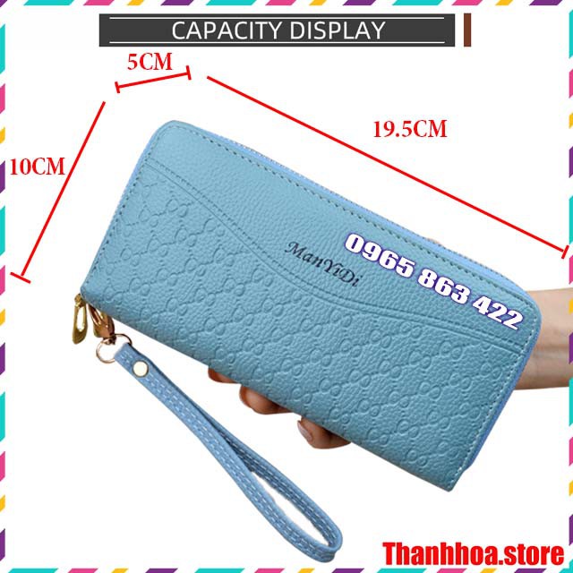 Ví cầm tay nữ đẹp nhiều ngăn đựng điện thoại tiền thẻ da chống ẩm dáng dài giá rẻ S149