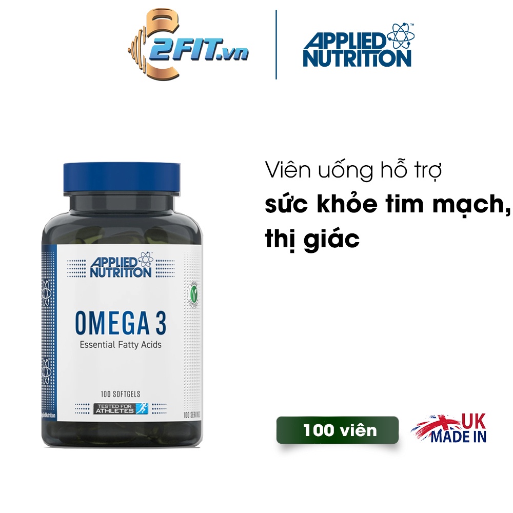 Omega 3 Applied Nutrition 100 viên tăng cường thị lực, tim mạch và não bộ