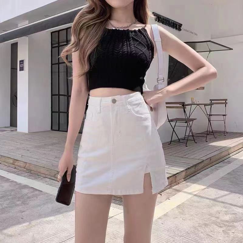 Chân váy jean Ngắn Lưng Cao Dáng Ôm Thời Trang Mùa Hè Hàng Mới 2022 Dành Cho Bạn Nữ