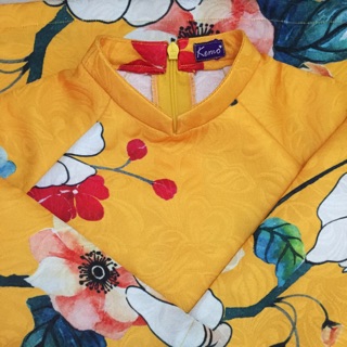 Bộ áo dài gấm và quần lụa satin cho bé