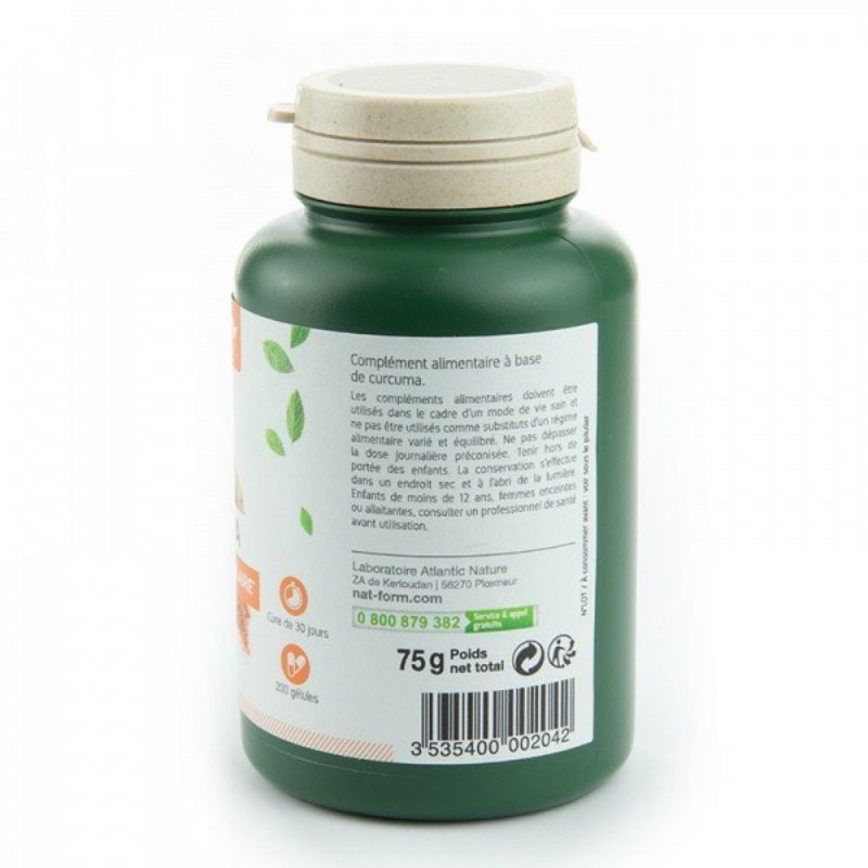 Tinh bột nghệ hữu cơ Nat Form Pháp Curcuma Bio - hộp 200 viên