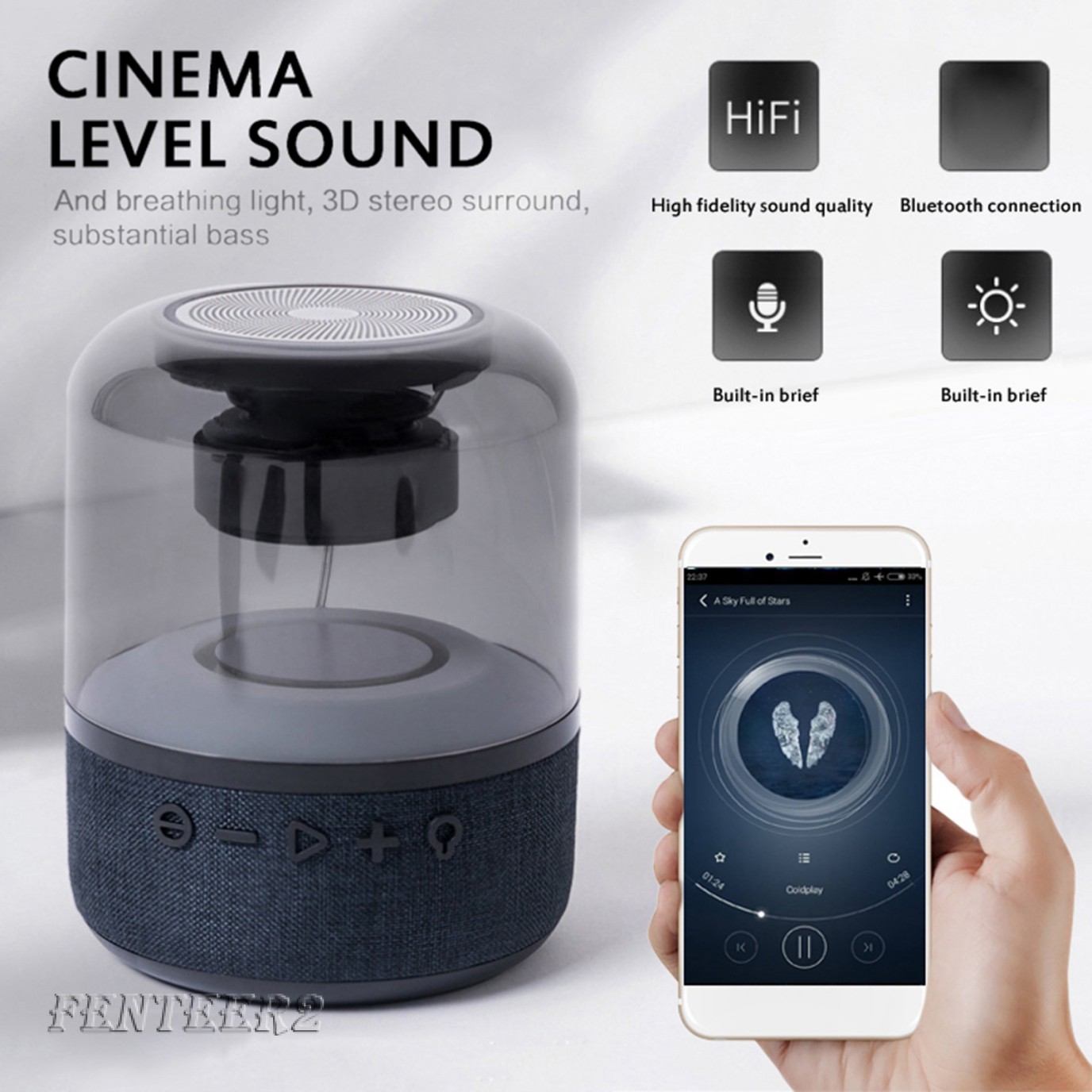 (Fenteer2 3c) Loa Bluetooth Không Dây Trong Suốt Nhiều Màu