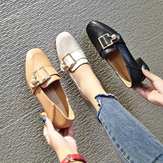CÓ SẴN Giày gót vuông công sở hàng Quảng Châu