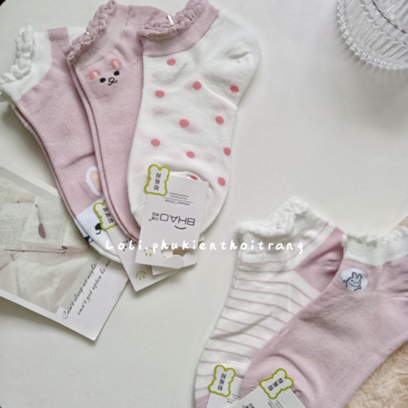 Tất Vớ Nữ Cổ Ngắn In Hình Dễ Thương Phong Cách Hàn Quốc Cho Nữ (TN034)