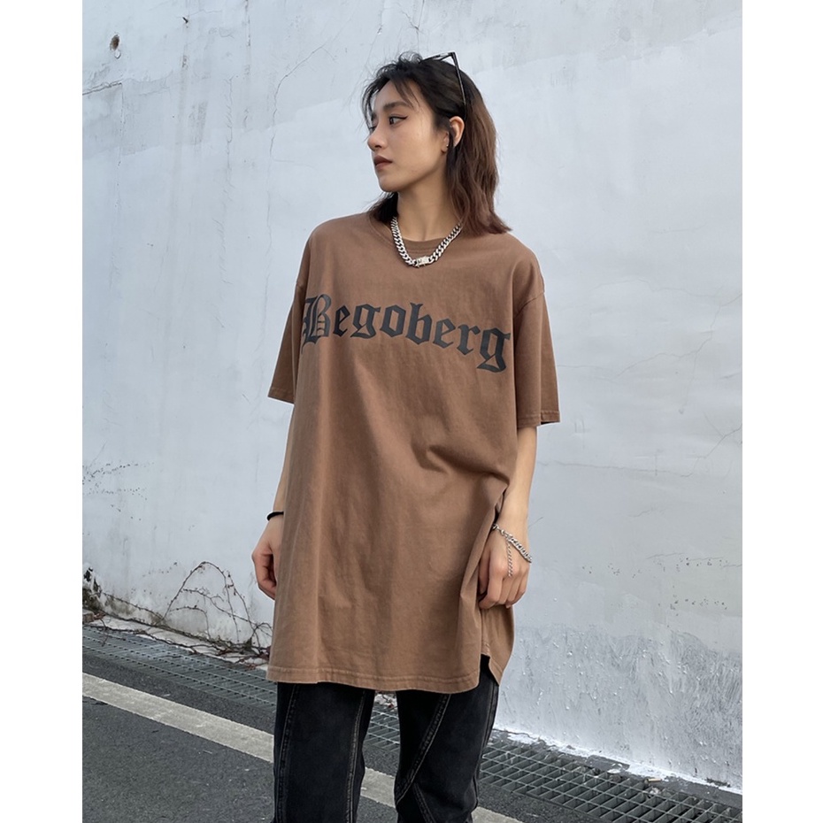 Áo phông nữ vintage BEGOBERG oversize cổ tròn form áo thun unisex 100% cotton