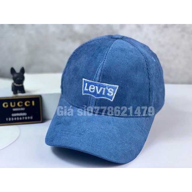 Mũ kết lưỡi nón kết vải nhung thêu lê vi cá tính unisex thời trang