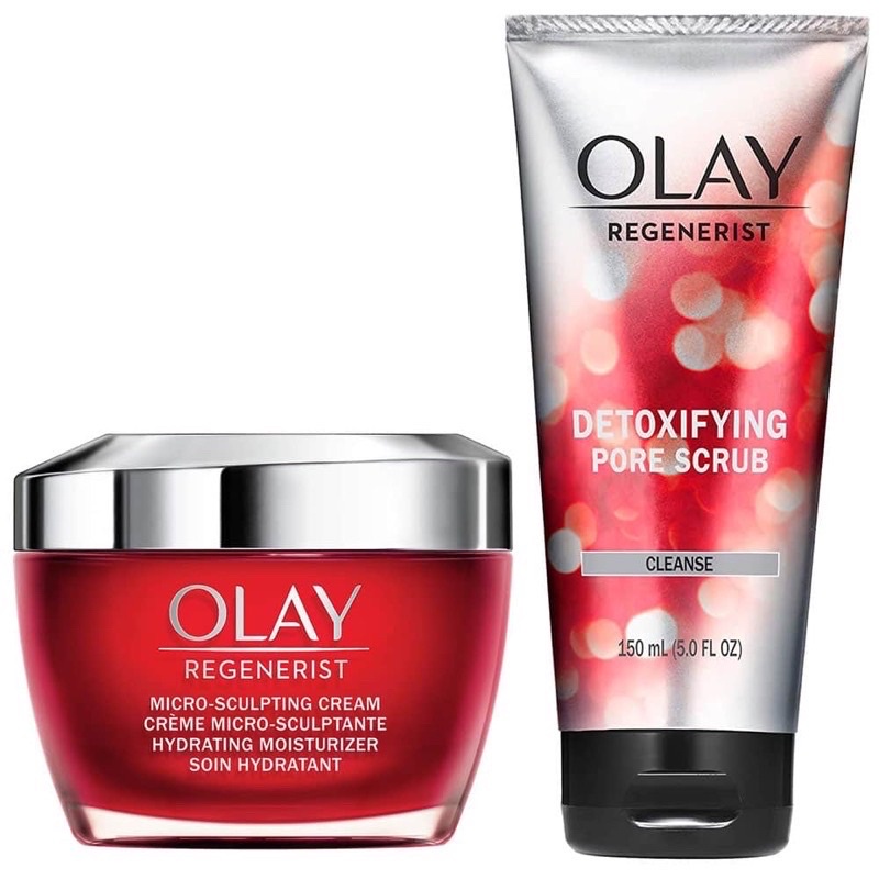 Set kem dưỡng và sữa rửa mặt Olay Regenerist Retinol 24 +Peptide Moisturizer 48g + Cleanser 150ml