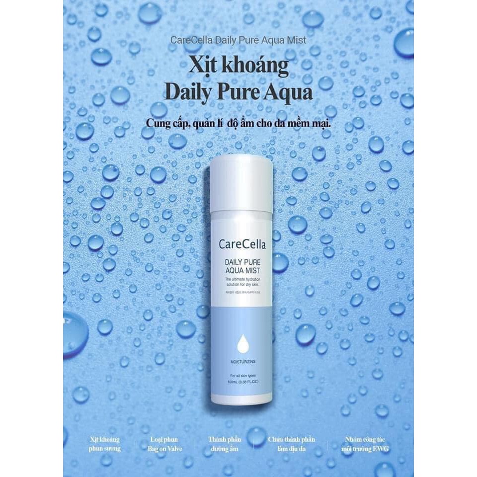 XỊT KHOÁNG DƯỠNG DA CARECELLA DAILY PURE AQUA MIST 100ML CHÍNH HÃNG - 7453