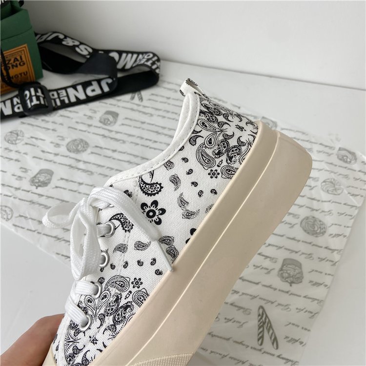 Fashionable Ulzzang Print Wedges Canvas Shoes Sneaker Women Shoes