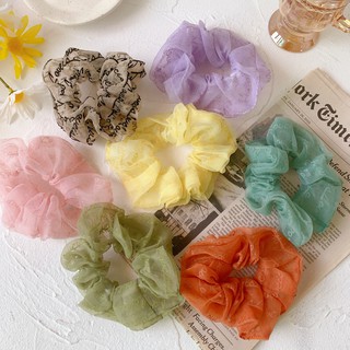Cột Tóc Bánh Bèo Scrunchies To Vải Voan Có Chữ Siêu Xinh