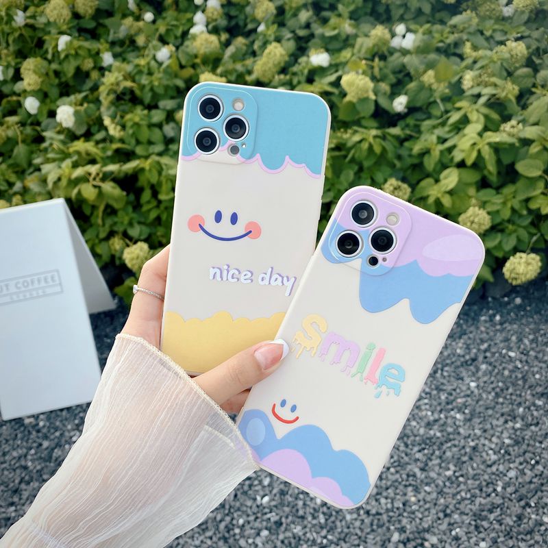 Ốp điện thoại mềm bảo vệ camera in hình mặt cười mới cho Iphone 6 6S 7 8 Plus IPhone X Xr Xs 11 12 Pro Max