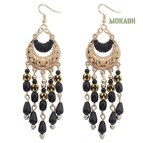 Bông Tai Thời Trang Kiểu Móc Tua Hình Trăng Khuyết Cổ Điển Cho Nữ