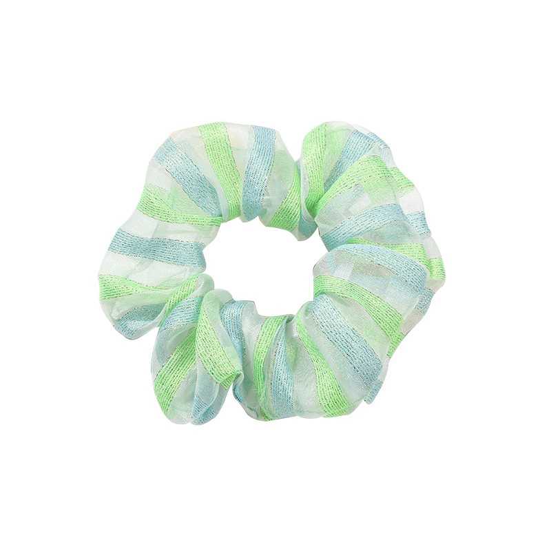 Dây cột tóc co giãn bọc vải chiffon mềm kẻ sọc màu xinh xắn cho nữ