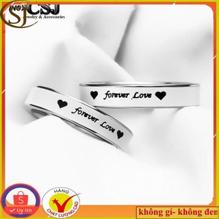 Nhẫn cặp forever love inox sơn trắng, nhẫn đôi inox nc013