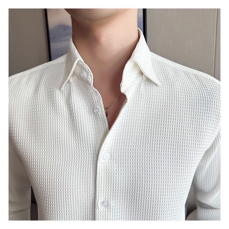 Áo Sơ Mi Nam Dài Tay Công Sở Cao Cấp ,Sơ Mi Nam Hàn Quốc Vải Chất Lụa SaTin, Kiểu Dáng Ôm , Phom Slimfit Ôm Body
