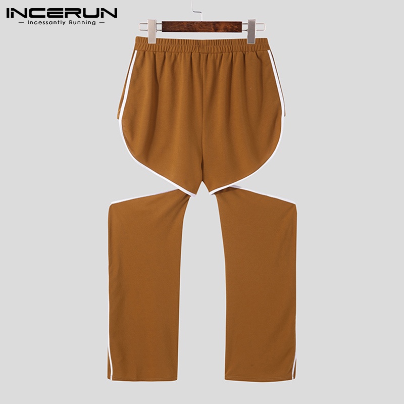 Quần INCERUN dài eo thun thiết kế hở đùi thời trang cá tính cho nam