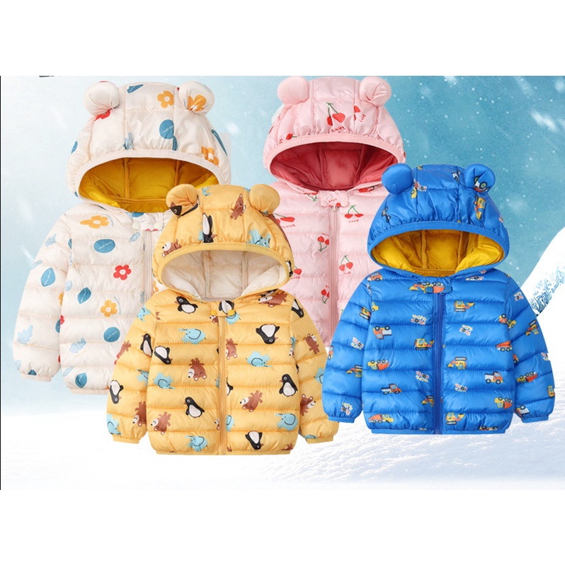 [SALE] Áo phao tai gấu quảng châu 4 màu cực yêu siêu nhẹ giữ ấm mùa đông cho bé (V506)
