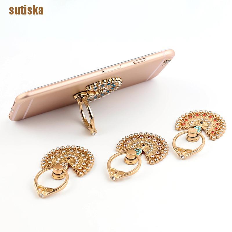 sutiska 360 Degree peacock Finger Ring Mobile Phone Smartphone Stand Holder For Phone GUK