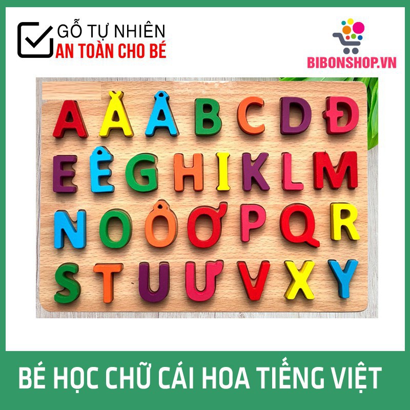 Đồ Chơi Bảng Chữ Cái In Hoa Tiếng Việt Nổi Bằng Gỗ - Hàng Việt Nam