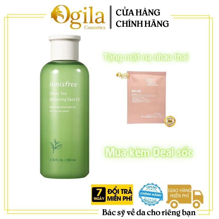 Nước Hoa Hồng 💕 Toner 💕 Innisfree Trà Xanh Green Tea Balancing Skin EX 200ml