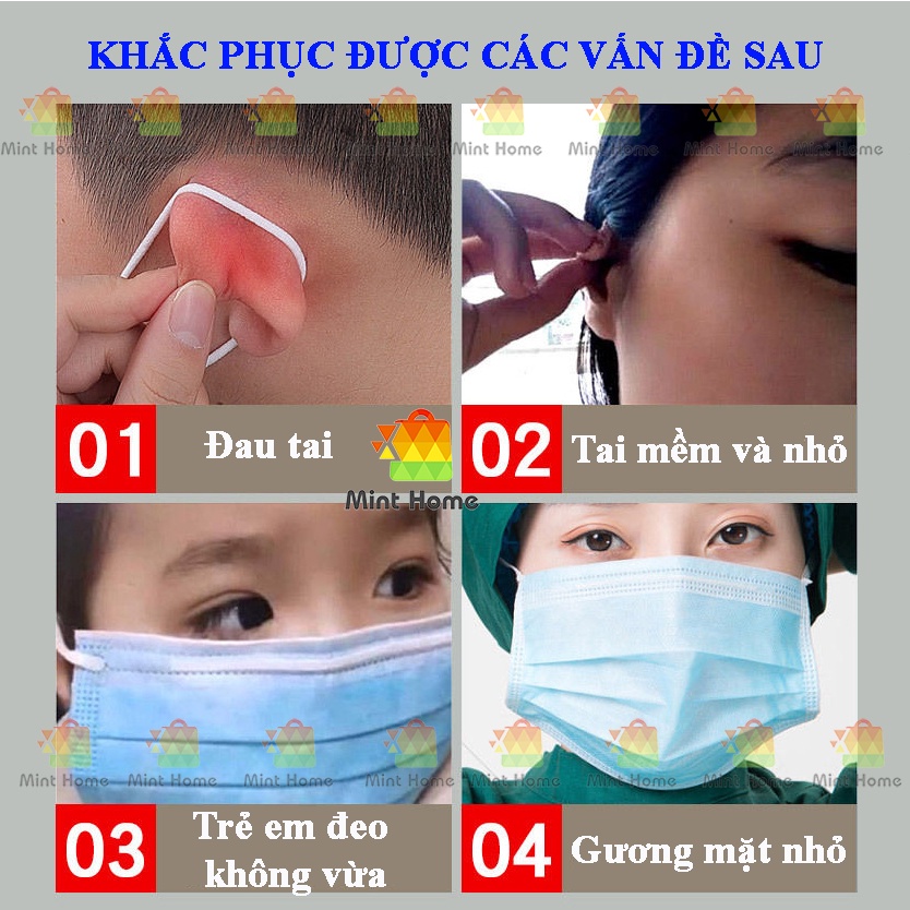 Dây đeo khẩu trang silicon mềm tai giả chống đau tai nam nữ tránh thất lạc cho bé phù hợp khẩu trang y tế KF94 3D N95