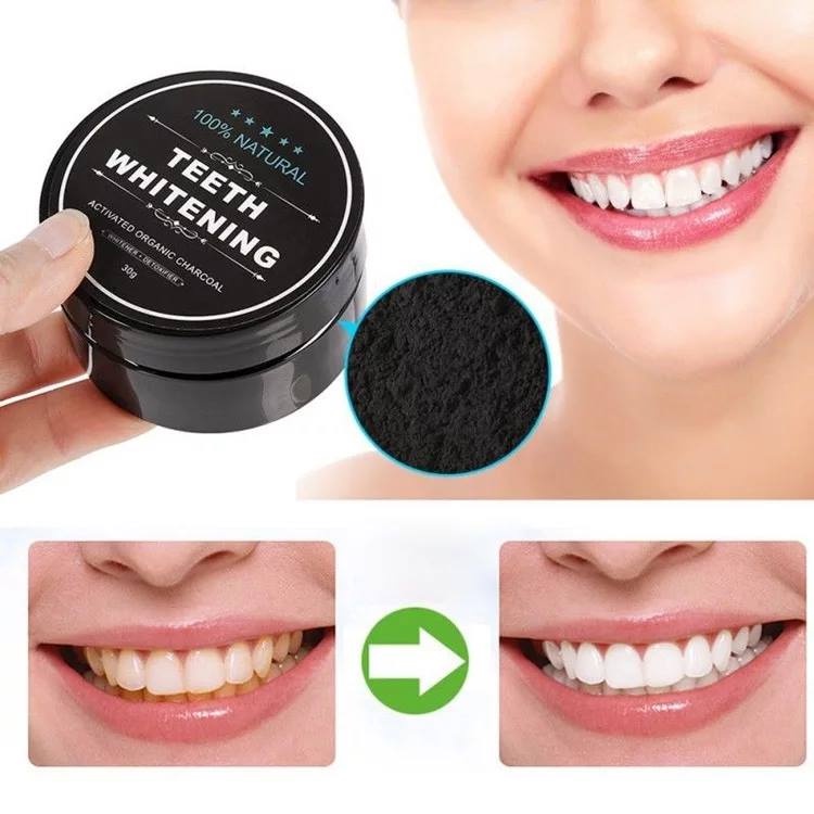 Bột trắng răng than hoạt tính TEETH WHITENING - Bột than tre trắng răng tự nhiên, lành tính sử dụng hàng ngày