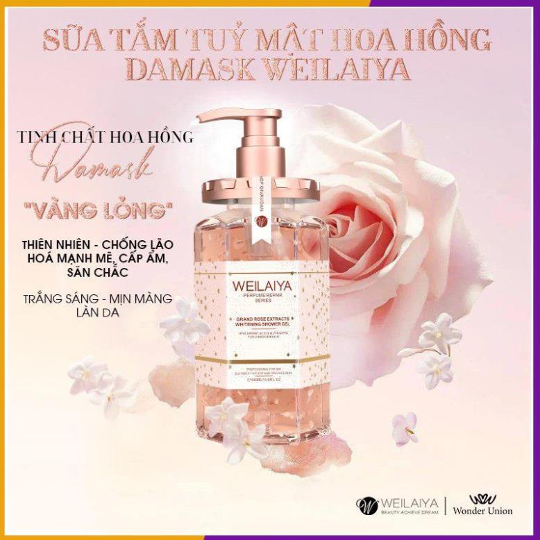 Combo 2 Chai Sữa Tắm Trắng Da Cánh Hoa Hồng Damask Weilaiya - Lưu Hương Thơm Lâu - Tặng Bông Tắm Sakura | BigBuy360 - bigbuy360.vn