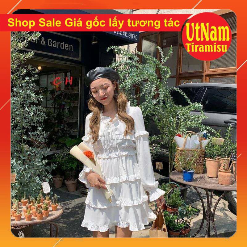 (Ảnh thật + video shop tự quay) Váy Viền Bèo Nữ 🦋 Đầm Nữ Buộc Nơ Viền Tầng hai màu đen, trắng  Vintage giá rẻ | BigBuy360 - bigbuy360.vn