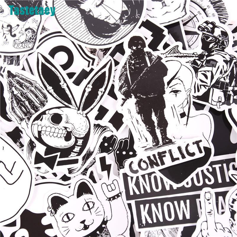 Bộ 100 miếng hình dán tông trắng đen phong cách graffiti | BigBuy360 - bigbuy360.vn