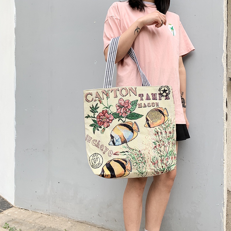 Túi xách ENVIROSAX chất liệu canvas họa tiết thổ cẩm xinh xắn thời trang