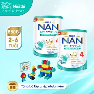   Bộ 2 lon Sữa bột Nestlé NAN OPTIPRO PLUS 4 850g/lon với 5HMO Giúp tiêu hóa tốt
