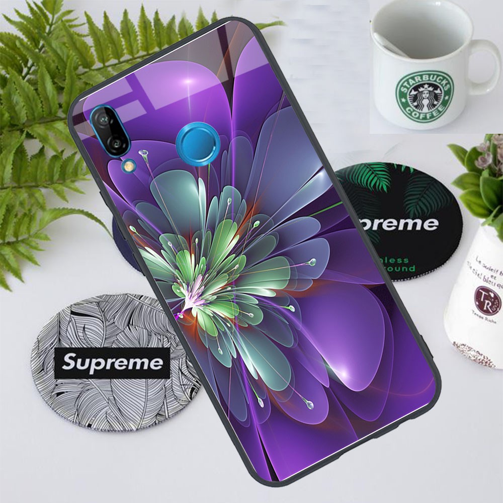 Ốp lưng huawei nova 3i / huawei nova 3e _ ốp kính cường lực _ in hình hoa đa sắc