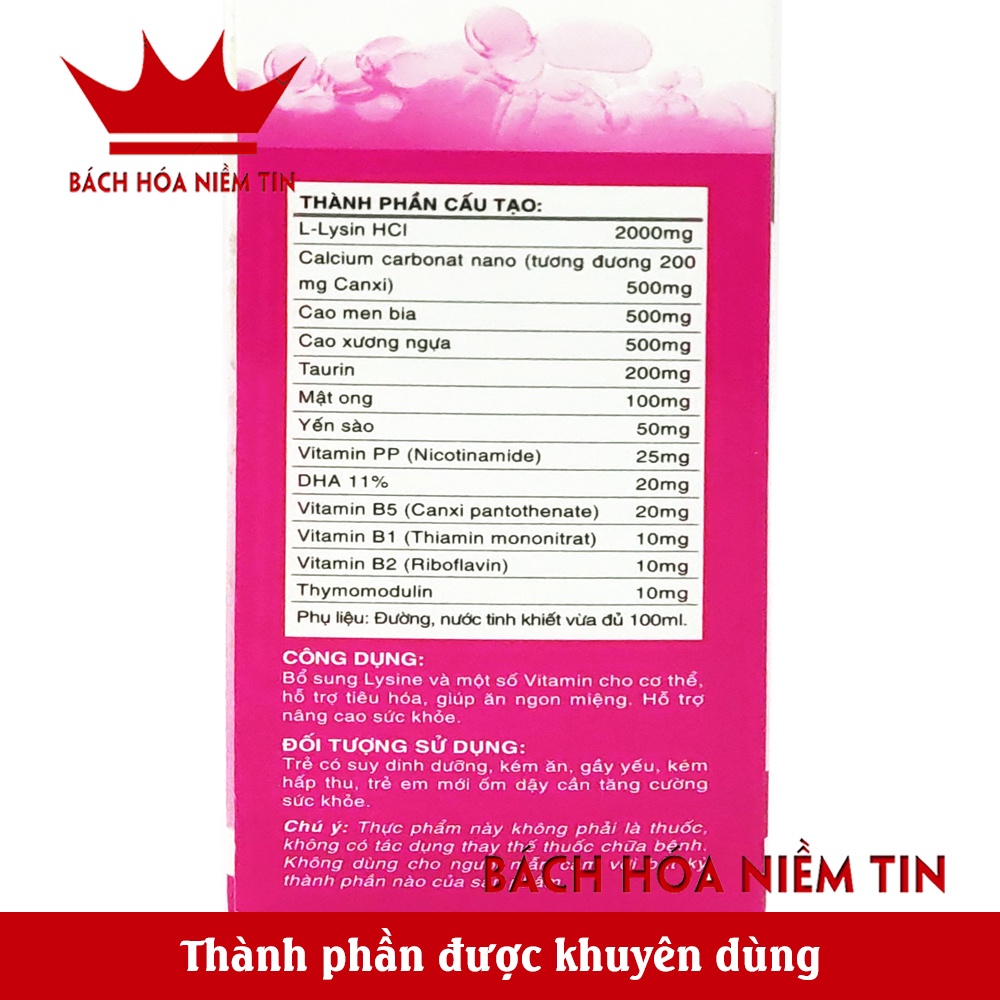 Siro giúp Bé Ăn Ngon Diamond Kid - Bổ sung axit amin, yến sào, mật ong, vitamin giúp bé ăn ngon miệng, giảm biếng ăn