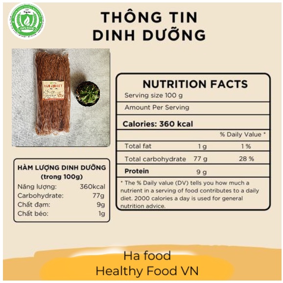 Bún gạo lứt giảm cân hafood cho người ăn kiêng, eatclean, không có hóa chất