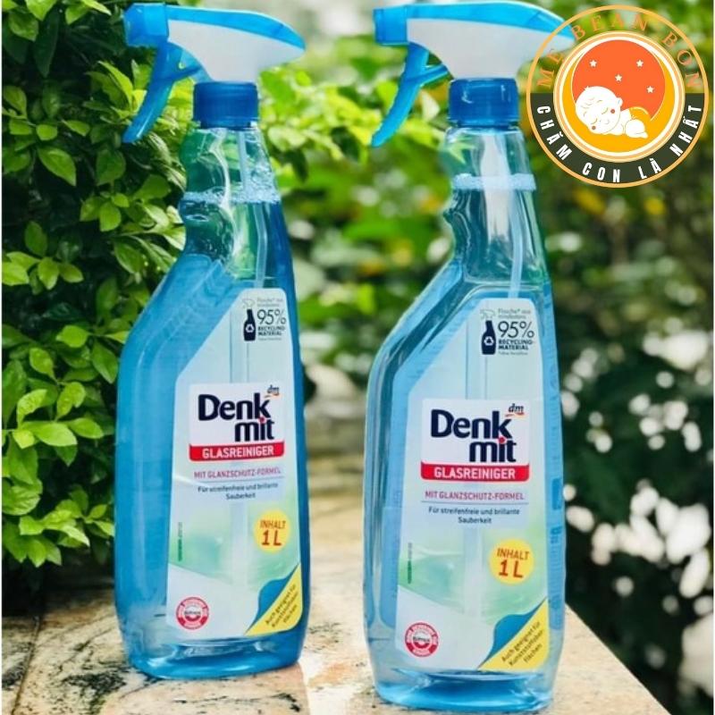 Nước xịt lau kính, màn hình ti vi, gương Denkmit glasreiniger 1 lít của Đức sạch nhanh toàn không độc hại - mẹ bean bon