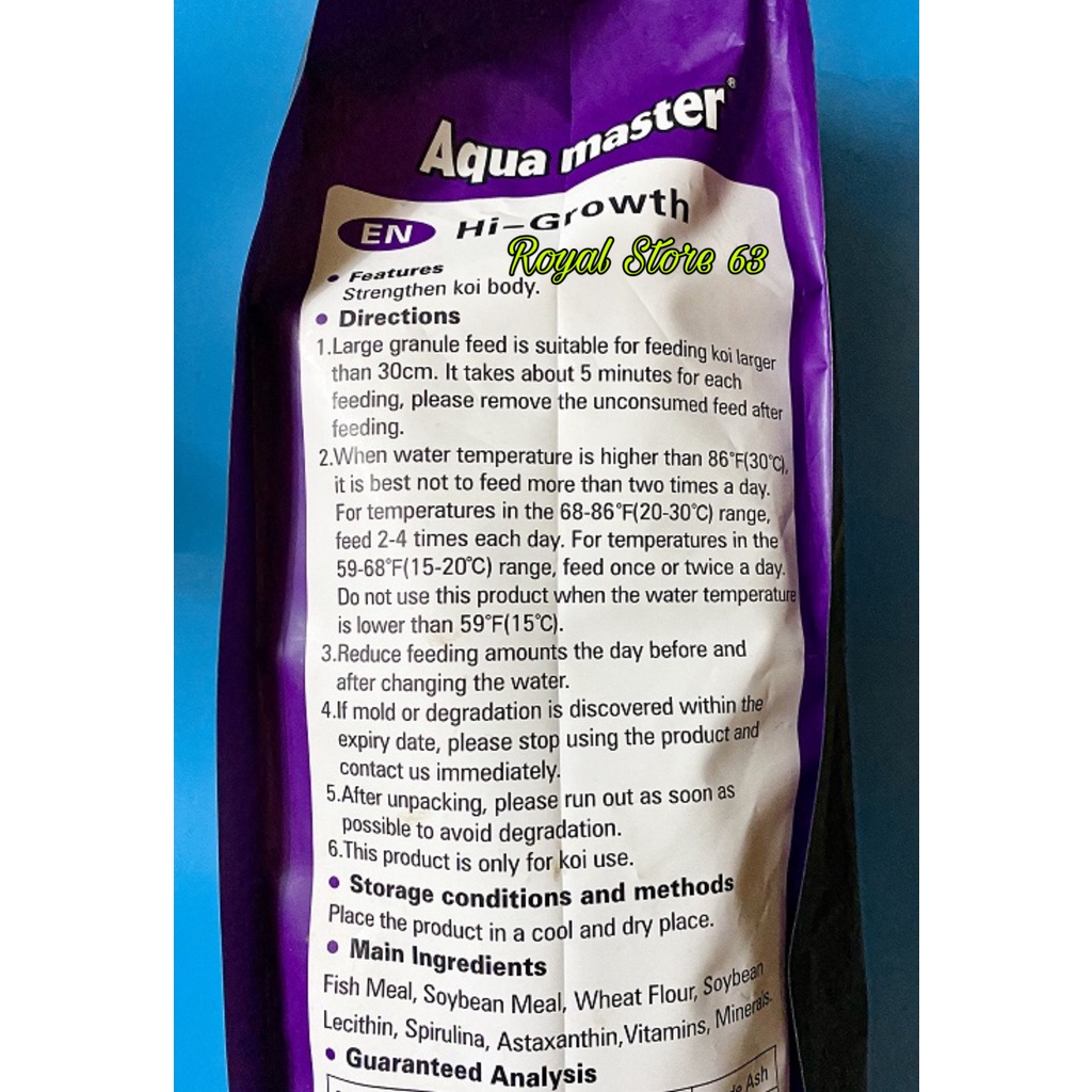 Aquamaster Hi Growth (Tím) thức ăn cho cá Koi Túi Nguyên 5kg