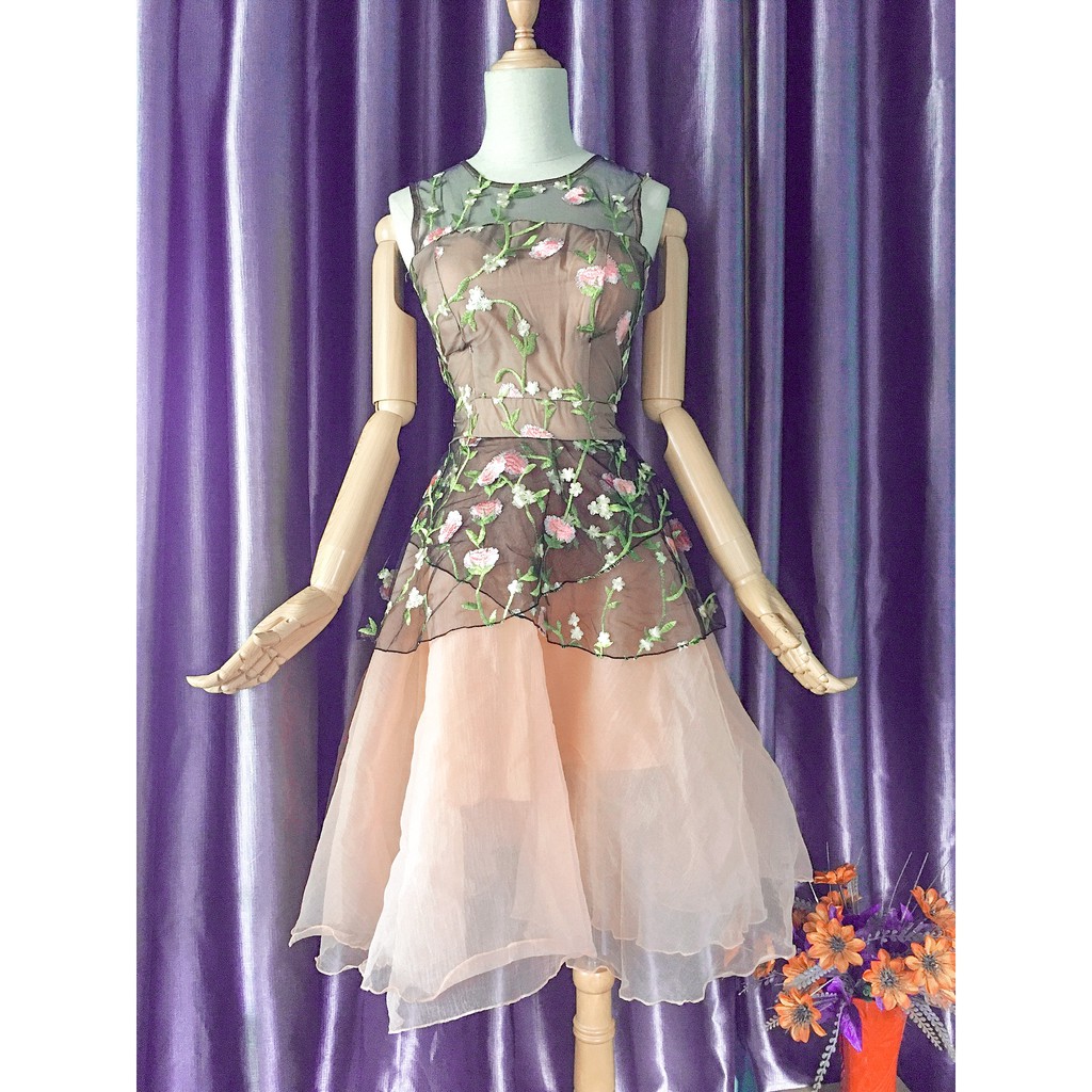 🌼 Đầm xòe công chúa kết hoa 3D nổi 🌼