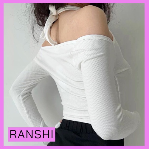 [HÀNG LOẠI 1] Áo Croptop Tay Dài RANSHI Áo Thun Dáng Ngắn Khoét Vai Vải Thun Gân Thoáng Khí Siêu Cá Tính - RA071