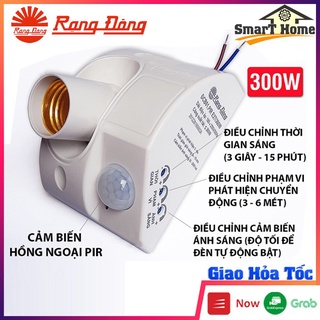 Đui đèn cảm biến chuyển động Rạng Đông hồng ngoại tự động bật tắt - Đui đèn E27 cảm ứng chuyển động