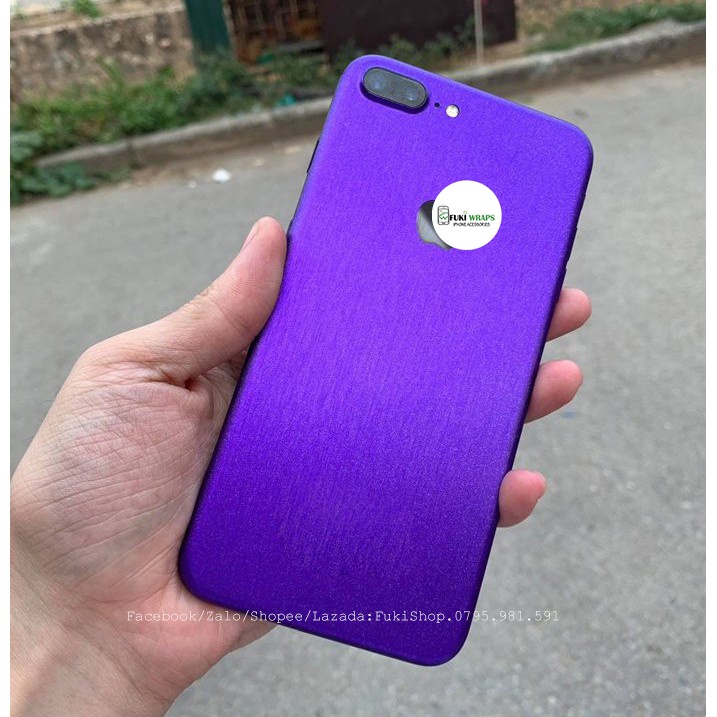 Tấm Dán Skin mặt sau Màu Tím Purple FULL VIỀN Cho 5 6 7 8 6plus 7plus 8plus X XS XR XSMAX 11 PRO MAX 12 PRO MAX