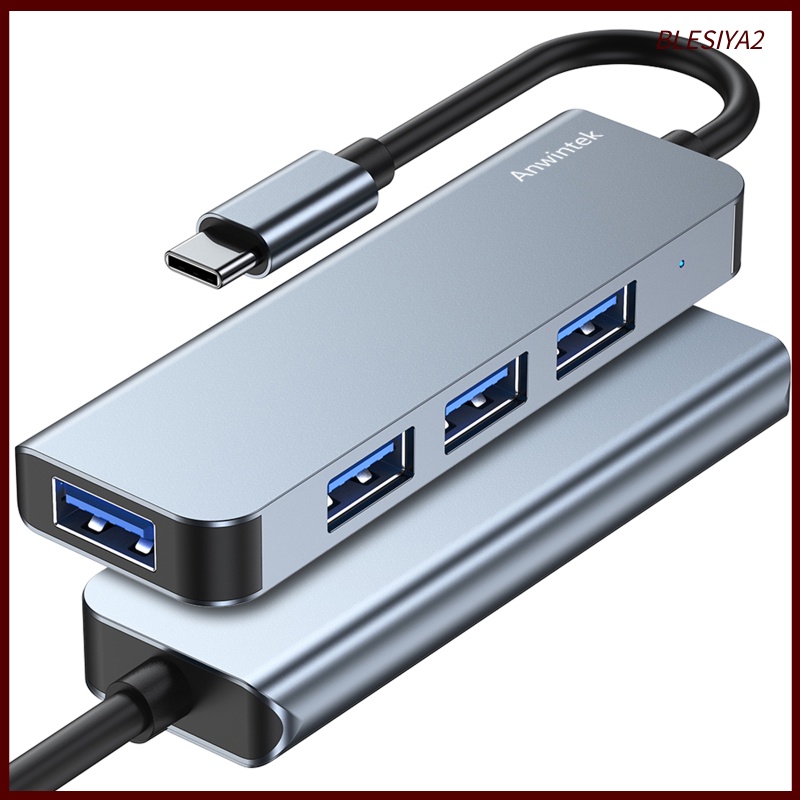 [BLESIYA2] USB-C Type C to USB 3.0 USB 2.0 4 Port Hub Adapter Splitter Expansion Silver